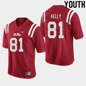 Iconic Red Kid Football Casey Kelly #81 Rebels Player Long-Lasting Jersey 25593-235