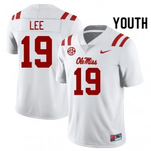 Exclusive Cayden Lee #19 White Ole Miss Rebels Kid Football Double-Stitched Jersey - Official NCAA Licensed Collectible 45918-850