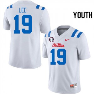Kid On-Field Rebels #19 Cayden Lee White Chain-Stitched College Football Jersey 58871-296