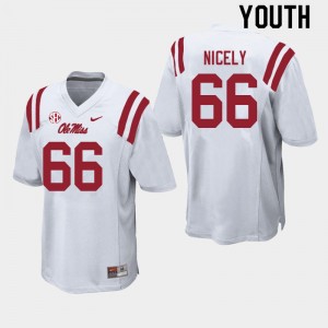 White Out Essential Youth Cedrick Nicely Ole Miss Rebels #66 Microfiber University Football Jersey 46436-958