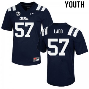 Exclusive Clayton Ladd #57 Navy Ole Miss Rebels Youth Football Anti-Odor Jersey - Official NCAA Licensed Collectible 64365-176