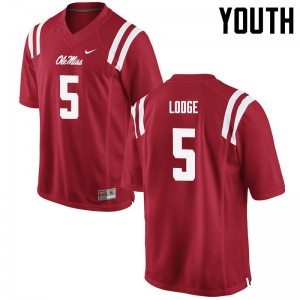Red Applique College Football Jersey - Youth DaMarkus Lodge #5 Ole Miss Collectible (Licensed Official) 50416-563