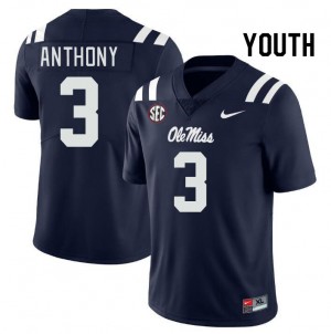 Subtle Kids Daijahn Anthony #3 Ole Miss Rebels Navy Double-Stitched Player Football Jersey - Premium Licensed NCAA Gear 24989-979