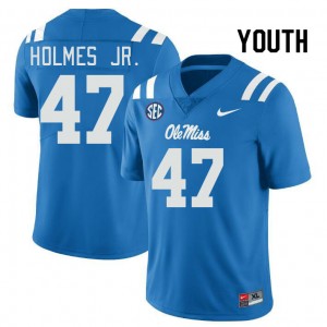 Powder Blue Out Essential Youth DeeJay Holmes Jr. Rebels #47 Long-Lasting College Football Jersey 38572-456