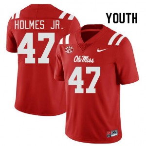 Kids Team-Specific Ole Miss #47 DeeJay Holmes Jr. Red Athletic-Fit University Football Jersey 24827-779