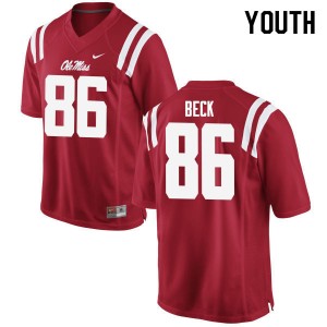 #86 Ole Miss Team-Specific Kid Drake Beck Red University Athletic-Fit Football Jersey - Authentic Licensed NCAA 68295-530