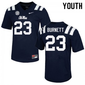 Navy Microfiber High School Football Jersey - Kids Drew Burnett #23 Ole Miss Rebels Team-Issued (Licensed Official) 55578-926