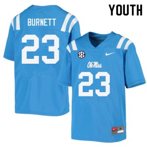 Power Blue Out Essential Kid Drew Burnett Rebels #23 Long-Lasting Player Football Jersey 45883-568