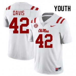 Subtle Youth Official Dylan Davis #42 Ole Miss Rebels White Football College Double-Stitched Jersey 21452-259