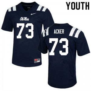 Easy Care Navy Kid Football Eli Acker #73 Rebels College Lightweight Jersey 47649-632