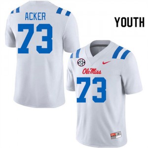 Kids Iconic Rebels #73 Eli Acker White Long-Lasting College Football Jersey 49126-999