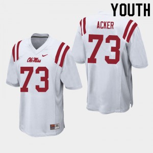 Kids #73 Eli Acker Ole Miss Rebels White High School Microfiber Football Jersey - Authentic NCAA 57361-271
