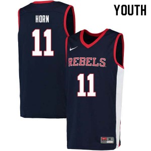 On-Field Navy Kids Basketball Eric Horn #11 Rebels High School Chain-Stitched Jersey 78529-150