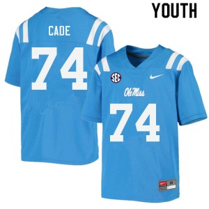 Exclusive Erick Cade #74 Power Blue Ole Miss Kid Football Applique Jersey - Official NCAA Licensed Collectible 77628-721
