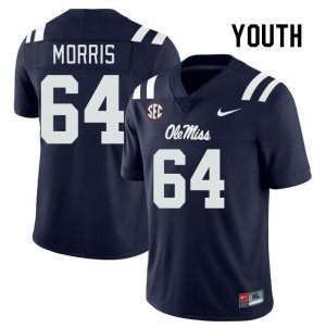 Kids #64 Ethan Morris Ole Miss Rebels Navy Player Anti-Odor Football Jersey - Authentic NCAA 89147-231