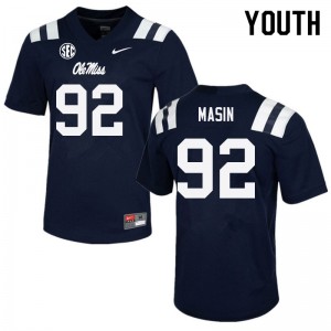 Kid Unused Ole Miss Rebels #92 Fraser Masin Navy Anti-Odor Player Football Jersey 57441-347