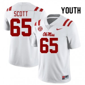 Collectible Kids Gerquan Scott #65 Ole Miss White Applique Player Football Jersey - Premium Licensed NCAA Gear 31737-926