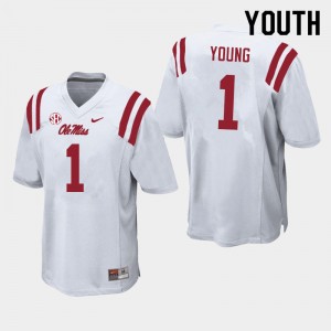 Compliance Certified Youth Isheem Young #1 Ole Miss White Breathable High School Football Jersey - Premium Licensed NCAA Gear 98612-148