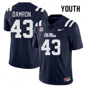 On-Field Kid Jack Damron #43 Rebels Navy Chain-Stitched Player Football Jersey - Premium Licensed NCAA Gear 48330-644