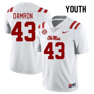 Kid Easy Care Rebels #43 Jack Damron White Lightweight University Football Jersey 25493-971