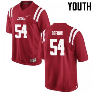 Collectible Kids Jack DeFoor #54 Ole Miss Red Applique High School Football Jersey - Premium Licensed NCAA Gear 11641-107