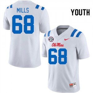 Game-Ready Kids Jack Mills #68 Rebels White NCAA Long-Lasting Football Jersey - Licensed Elite 48040-182