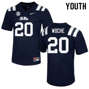 Exclusive Jack Woche #20 Navy Ole Miss Rebels Kids Football Double-Stitched Jersey - Official NCAA Licensed Collectible 88797-865