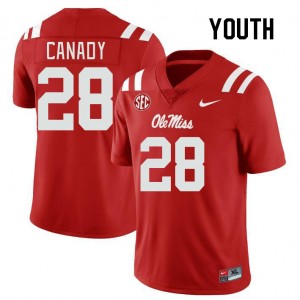 Red Double-Stitched College Football Jersey - Kid Jadon Canady #28 Ole Miss Rebels Subtle (Licensed Official) 47619-655
