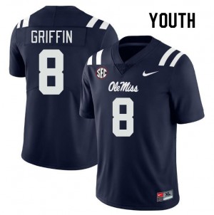Game-Ready Kid Jam Griffin #8 Rebels Navy University Chain-Stitched Football Jersey - Licensed Elite 51711-454