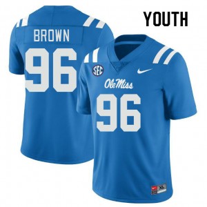 Exclusive Jamarious Brown #96 Powder Blue Ole Miss Kids Football Athletic-Fit Jersey - Official NCAA Licensed Collectible 65816-562