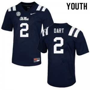#2 Ole Miss Compliance Certified Youth Jaxson Dart Navy High School Breathable Football Jersey - Authentic Licensed NCAA 70315-870
