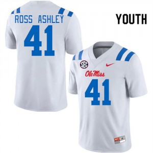 Team-Specific Kid Official John Ross Ashley #41 Ole Miss White Football University Athletic-Fit Jersey 66802-427
