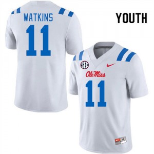 White Out Essential Kid Jordan Watkins Rebels #11 Lightweight High School Football Jersey 99599-270