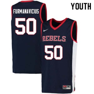 Compliance Certified Navy Kids Basketball Justas Furmanavicius #50 Ole Miss NCAA Breathable Jersey 67292-789