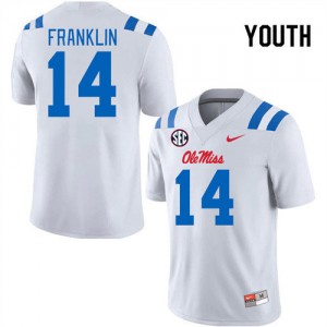 Youth Easy Care Rebels #14 Kam Franklin White Lightweight College Football Jersey 67700-258