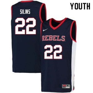 Team-Specific Kid Official Karlis Silins #22 Ole Miss Navy Basketball College Athletic-Fit Jersey 63669-171