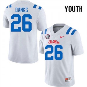 Youth Easy Care Rebels #26 Katrevrick Banks White Lightweight College Football Jersey 19909-350