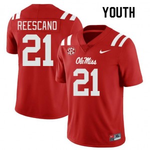 Exclusive Kedrick Reescano #21 Red Ole Miss Rebels Kids Football Double-Stitched Jersey - Official NCAA Licensed Collectible 85553-118