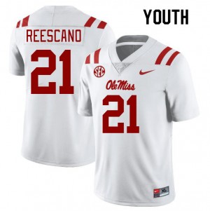 On-Field Kid Kedrick Reescano #21 Rebels White Chain-Stitched College Football Jersey - Premium Licensed NCAA Gear 79122-626