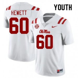 Game-Ready Youth Lane Hewett #60 Ole Miss Rebels White College Microfiber Football Jersey - Licensed Elite 38429-511
