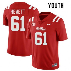 Kid Iconic Rebels #61 Lane Hewett Red Long-Lasting Player Football Jersey 79356-333