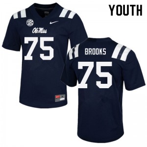 Kid #75 Mason Brooks Ole Miss Rebels Navy Player Double-Stitched Football Jersey - Authentic NCAA 39838-179