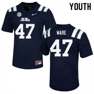 NCAA Fan Favorite: Youth Matt Ware #47 Navy Rebels Chain-Stitched Football Jersey 52939-804