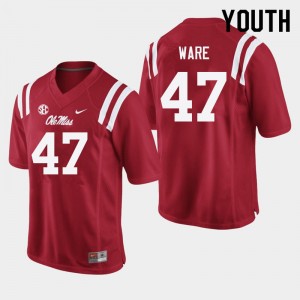 Unused Red Kid Football Matt Ware #47 Ole Miss Rebels College Anti-Odor Jersey 71457-339
