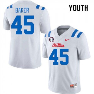 NCAA Fan Favorite: Kid Mike Baker #45 White Ole Miss Applique Football Jersey 96889-286