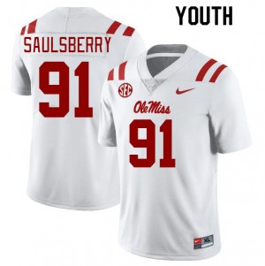 Unused Kid Myles Saulsberry #91 Ole Miss Rebels White Anti-Odor High School Football Jersey - Premium Licensed NCAA Gear 52580-759
