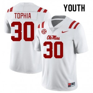 White Out Essential Youth Nagari Tophia Rebels #30 Long-Lasting High School Football Jersey 96721-784