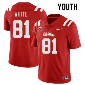 Team-Issued Kids Official Noreel White #81 Ole Miss Rebels Red Football University Microfiber Jersey 45634-449