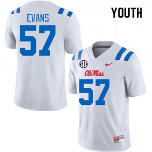 Iconic Kids Paris Evans #57 Rebels White Long-Lasting NCAA Football Jersey - Premium Licensed NCAA Gear 20745-555