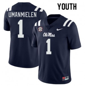 NCAA Fan Favorite: Kid Princely Umanmielen #1 Navy Rebels Chain-Stitched Football Jersey 55543-129